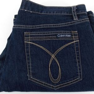 Calvin Klein Flare Jeans Women's Size 16 Dark Wash Stretched Cotton Blend